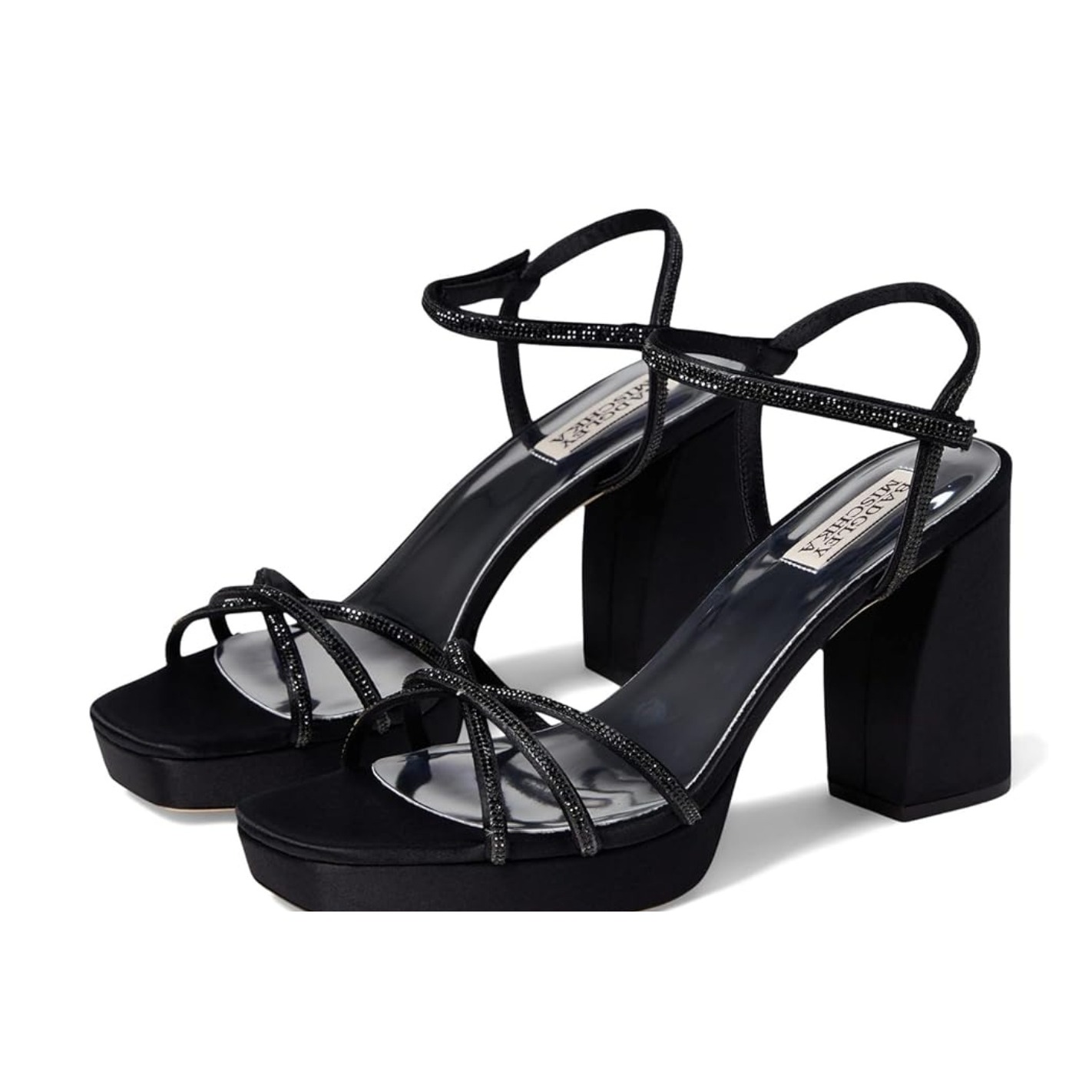 Badgley Mischka Women's Black Frida Toe Block Heel Heeled Sandal 6.5 Retail $195